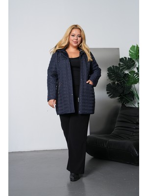 TUTveAL Collection YUMUŞAK KÜRKLÜ, SU İTİCİ MONT,BÜYÜK BEDEN, ,KAPİTONE MONT