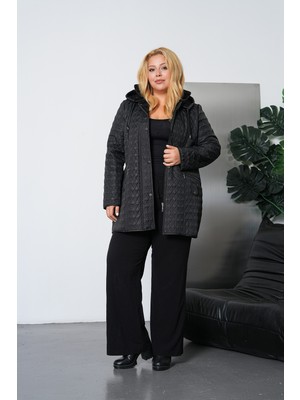 TUTveAL Collection YUMUŞAK KÜRKLÜ, SU İTİCİ MONT,BÜYÜK BEDEN, ,KAPİTONE MONT