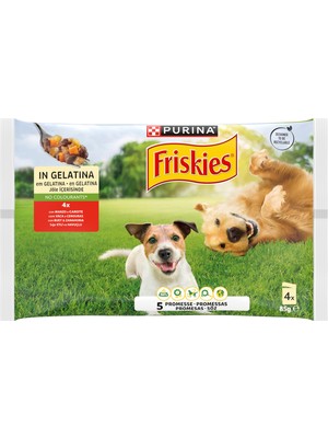 Mythriva Friskies Yetişkin Köpekler Için Sığır Etli Sebzeli Yaş Mama 85 Gram, 4 Adet