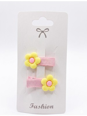 Mythriva Gidego Accesssorıes Çiçek Figürlü Kız Çocuk Saç Tokası, 2'li Set (Sarı)