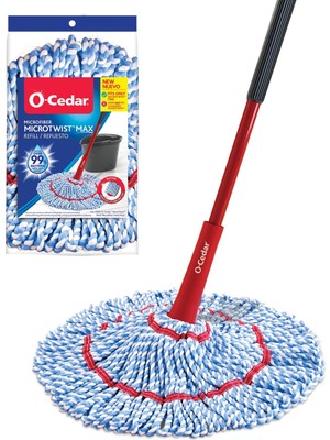 Mythriva O-Cedar Microtwist Max Mikrofiber Bükümlü Paspas, 1 Ekstra Dolum ile | Eller Serbest Sıkma Özellikleri | Ekstra Büyük 45 cm Paspas Başlığı | Tüm Zemin Tiplerinde Güvenli