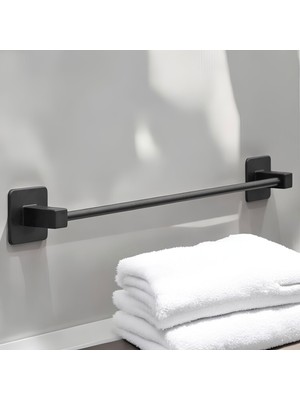 Mythriva Plastik Havluluk Yapışkanlı Siyah Banyo Lavabo Mutfak Uzun Kağıt Bez Havlu Askısı Kağıtlık 39 cm