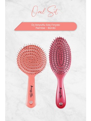 Mythriva Nascita Professional Üç Boyutlu Oval Saç Fırçası Pembe ve Bordo