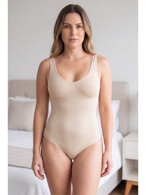 Bemy Store Premium Ten Rengi Kadın Korse Body Kalın Askılı