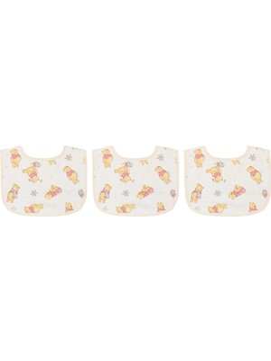 Mythriva Taç Disney Winnie Lisanslı Karakter BASKILI%100 Pamuk Bebek 3'lü Önlük, Çok Renkli, 30X25 cm