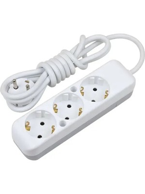 Mythriva Mobee 3lü Üçlü 5 Metre Uzatma Kablolu Anahtarsız Topraklı Grup Priz Uzatma Kablosu