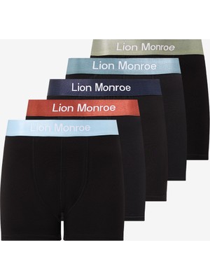 Lion Monroe Erkek Premium Penye Çok Renkli 5'li Esnek Boxer Paketi Hediye Kutulu - All Color