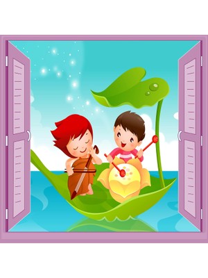 Mythriva Çocuk Odası Bebek Odası Pencere Poster Duvar Kağıdı Yaprak