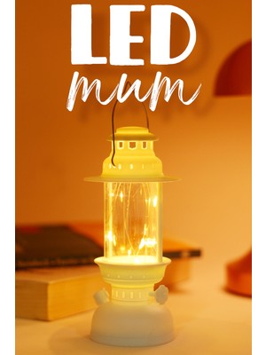 Mythriva LED Mum Kamp Lambası Tipi Pil Dahil Dumansız Alev Ledli Yapay Dekoratif Mum Dekor Işığı Beyaz PT437