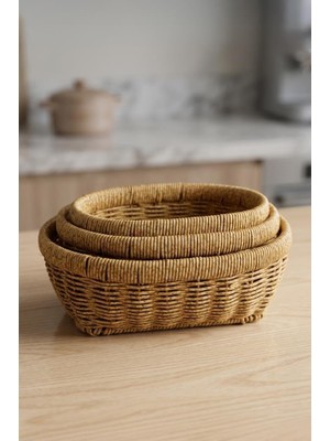 Mythriva Digithome Oval Rattan 3'lü Organizer SEPET-THN76468