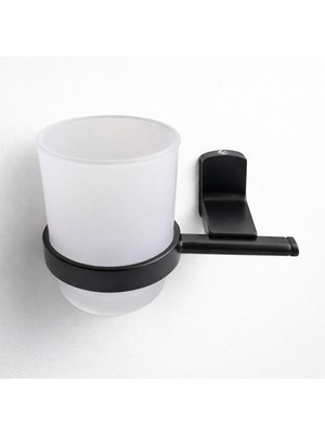 Mythriva Siyah Lüx Diş Fırçalık Vidalı Banyo Aksesuarı Modern Tasarım Duvara Monte Dayanıklı Kullanım