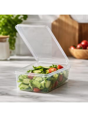 Mythriva Şeffaf Kapaklı Buzluk Saklama Kabı, Kısa Kenardan Açılan Menteşeli Kapaklı Plastik Organizer, Mutfak ve Dolap Düzenleyici, 1000 ml (1000 Ml)