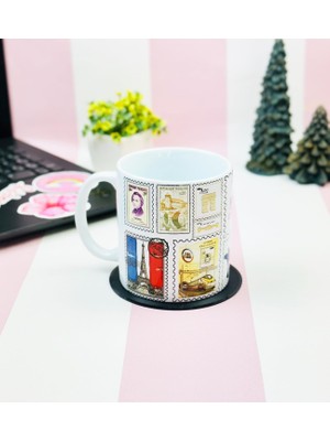 Mythriva Giftmoda Paris Pul Koleksiyonu Tasarımlı Kupa Bardak