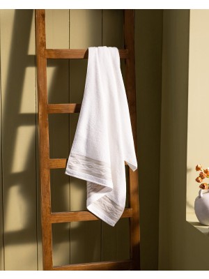 Mythriva Madame Coco Daine Banyo Havlusu, Beyaz-Bej, 70 x 140