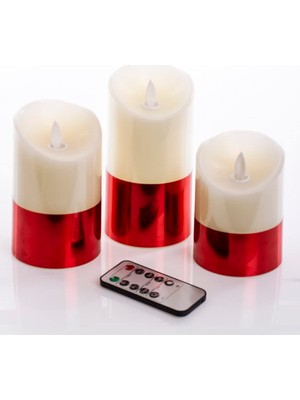 Mythriva Mukko Home 3lü Kumandalı Kırmızı Ledli Mum Set 20