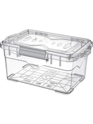 Mythriva Borox Plastik Saklama Kabı, Kilitli Kapak, Şeffaf, 1.5 Litre, 208 x 128,5 x 95 mm