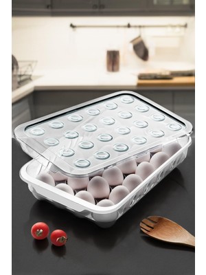 Mythriva Kitchen Life 24'lü Kilitli Kapaklı Buzdolabı Içi Yumurtalık - Yumurta Saklama Kabı,şeffaf
