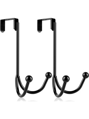 Mythriva Aputue Kapı Askısı Door Hook, 2 Adet Çift Kancalı Siyah Metal Organizatör, Banyo ve Yatak Odası Için Ağır Hizmet Tipi Askı Aparatı, Havlu Bornoz Ceket Için Çizilmez Süngerli Kapı Arkası Askısı