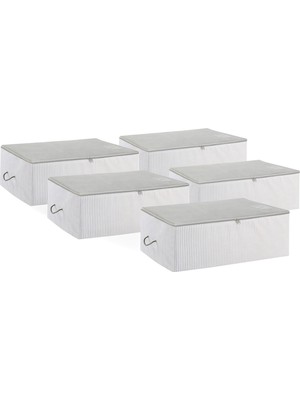 Mythriva Ocean Home Textile 5'li Orta Boy Gri Çizgili Stuff & Things Hurç Set 52 x 28 x 21 cm