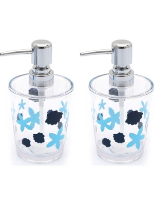 Mythriva Bosphorus Homi Banyo Seti Sıvı Sabunluk 2 Adet Benekli Desen Akrilik 8X8X16CM 350ML