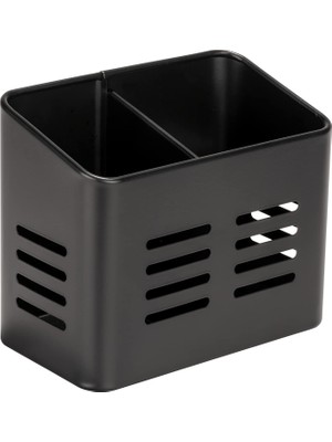 Mythriva Wenko Baco Çatal Bıçak Sepeti, Siyah Açık Hava Mutfak Sepeti, Çatal Bıçak Takımı Için Siyah Toz Kaplamalı Metalden Yapılmıştır, 16 x 13,5 x 9 cm