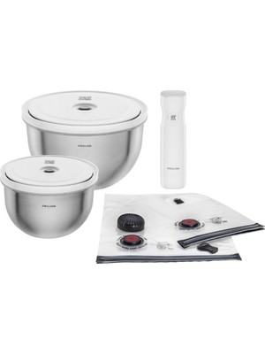 Mythriva Zwıllıng Fresh & Save Bowls Vakumlu Saklama Kabı Başlangıç Seti Paslanmaz, Çelik, M/l, 9 Parça