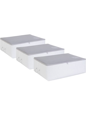 Mythriva Ocean Home Textile 3'lü Büyük Boy Gri Renk Stuff & Things Baza Altı Hurç Set