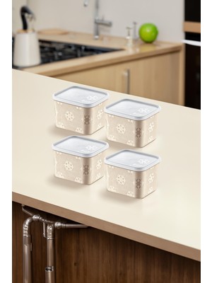 Mythriva Smartware 4'lü Set No Frost Saklama Kabı Latte 1250 ml