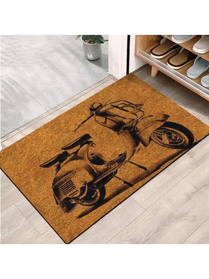Mythriva Monnhein Kapı Önü Paspası - Modern ve Şık Kapı Paspası | Ev, Ofis ve Dış Mekân Kullanımı Için (Retro Scooter) 40X60
