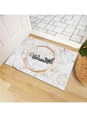 Mythriva Monnhein Kapı Önü Paspası - Modern ve Şık Kapı Paspası | Ev, Ofis ve Dış Mekân Kullanımı Için (Butterfly Welcome) 40X60