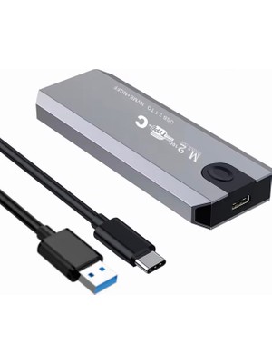 Mythriva M.2 Nvme Usb3.1 Tip-C Gen2 10GBPS, Type-C Nvme+Ngff Adaptörü, Gri Alüminyum, Taşınabilir Katı Hal Sürücü Kasası, Laptop ve MacBook Için