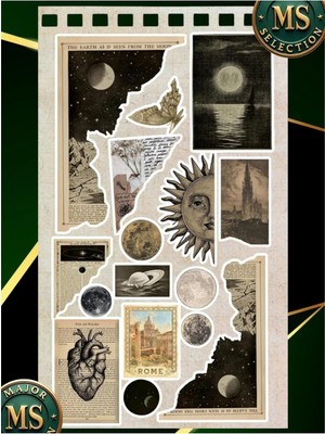Mythriva Dark Academia Vintage Ay Sticker Seti 18 Parça | Aesthetic Moon Celestial Suya Dayanıklı Laptop, Tablet, Telefon Sticker