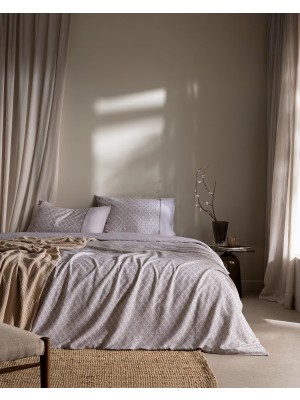 Mythriva Clarice Tek KIŞILIK%100 Pamuk Coco Crep Çarşaflı Baskılı Nevresim Takımı - Taş