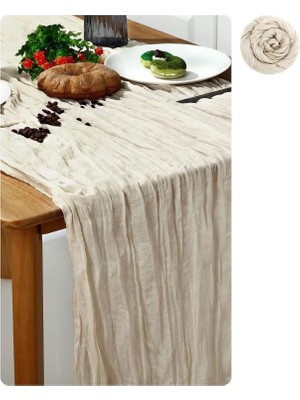Mythriva Xspring Masa Örtüleri, 90X300CM%100 Doğal Pamuk Boho Rustik Düğün Peynir Bezi, Tül Masa Runner Dekorasyonu, Gelin Çocuk Partisi, Doğum Günü Yemekleri ve Ev Dekorasyonu Için (Beyaz)