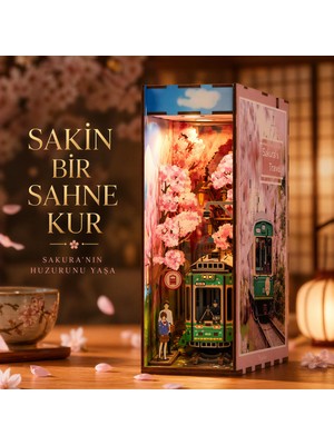 Mythriva Sakura Seyahati – Mini Ahşap Book Nook – Kendin Yap Japon Kiraz Çiçekleri Temalı Book Nook Ahşap Maket