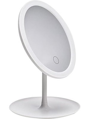Mythriva Zauss Dokunmatik LED Işıklı USB Li Yuvarlak Masa Üstü Makyaj Aynası Makyaj Aynası Ledli