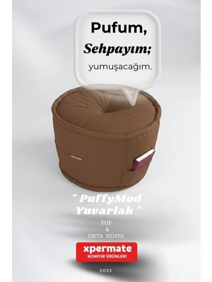 Dekoratif Yuvarlak Puf Orta Sehpa 60X42 cm
