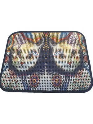 Mythriva Miapet Elekli Desenli Kedi Tuvalet Önü Paspası 60 x 45 cm Beyaz Kedi