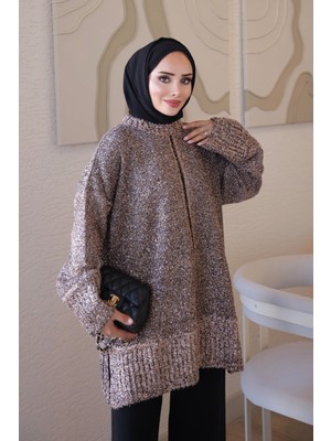 İmaj Butik Vizon Simli Sakal Salaş Triko Tunik