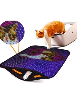 Mythriva Miapet Elekli Desenli Kedi Tuvalet Önü Paspası 60 x 45 cm Sepette Iki Kedi