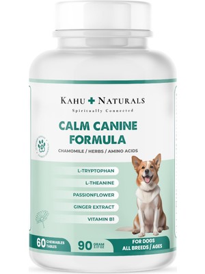Mythriva Kahu Naturals Calm Canine Formula, Köpekler Için Bitki Özlü Sakinleştirici Rahatlatıcı Takviye, 60 Tablet