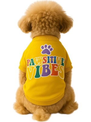 Mythriva Mpz Pets Kedi ve Köpek Kıyafeti & Elbisesi Sarı Sweatshirt Pawsitive Vibes S
