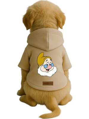Mythriva Monopetz Baskılı Içi Polarlı Köpek ve Kedi Kıyafeti & Elbisesi - Bej Renk Kapüşonlu Hoodie B1452, 5xl