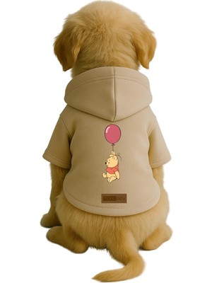 Mythriva Monopetz Baskılı Içi Polarlı Köpek ve Kedi Kıyafeti & Elbisesi - Bej Renk Kapüşonlu Hoodie BB575, 3xl