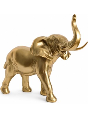 Mythriva Fil Biblo Siyah Veya Gold Dekoratif Fil Heykeli Sanatsal Obje El Yapımı El Boyama Feng Shui Uyumlu Premium Obje Dayanıklı Polyester Salon Ofis Masa Raf Ev Dekorasyonu Için Hediyelik Biblo