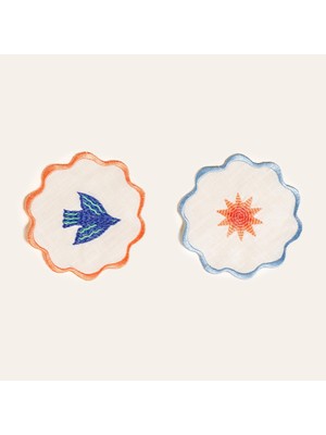 Mythriva Nilüfer Renkli Pamuk Bardak Altlığı 13 cm