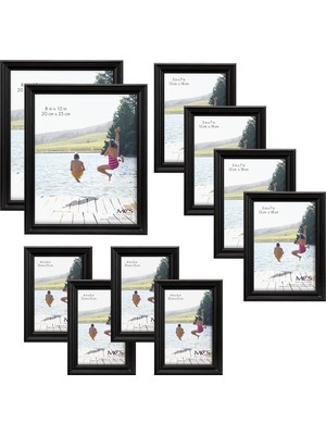 Mythriva Mcs Industries Solid Wood Frame Set, Beyaz, Ahşap, Siyah, 35.56 x 13.97 x 27.94 cm