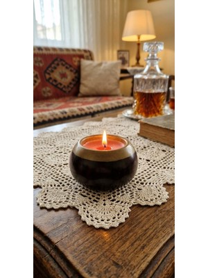 Mythriva El Yapımı Reçine Mumluk, Küresel Şekil, Mor ve Altın Rengi, Dekoratif Masa Mumu Tutucu
