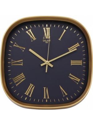 Mythriva Galaxy Premium Serisi Abs Kasa Duvar Saati Oval 30 cm Roma Rakamlı Gold-Lacivert