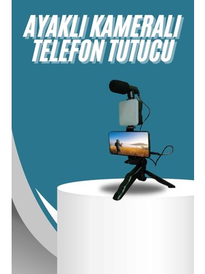 Genel Tedarik Video Making Kit Telefon Tutucu Vlog Video Mini LED Işıklı